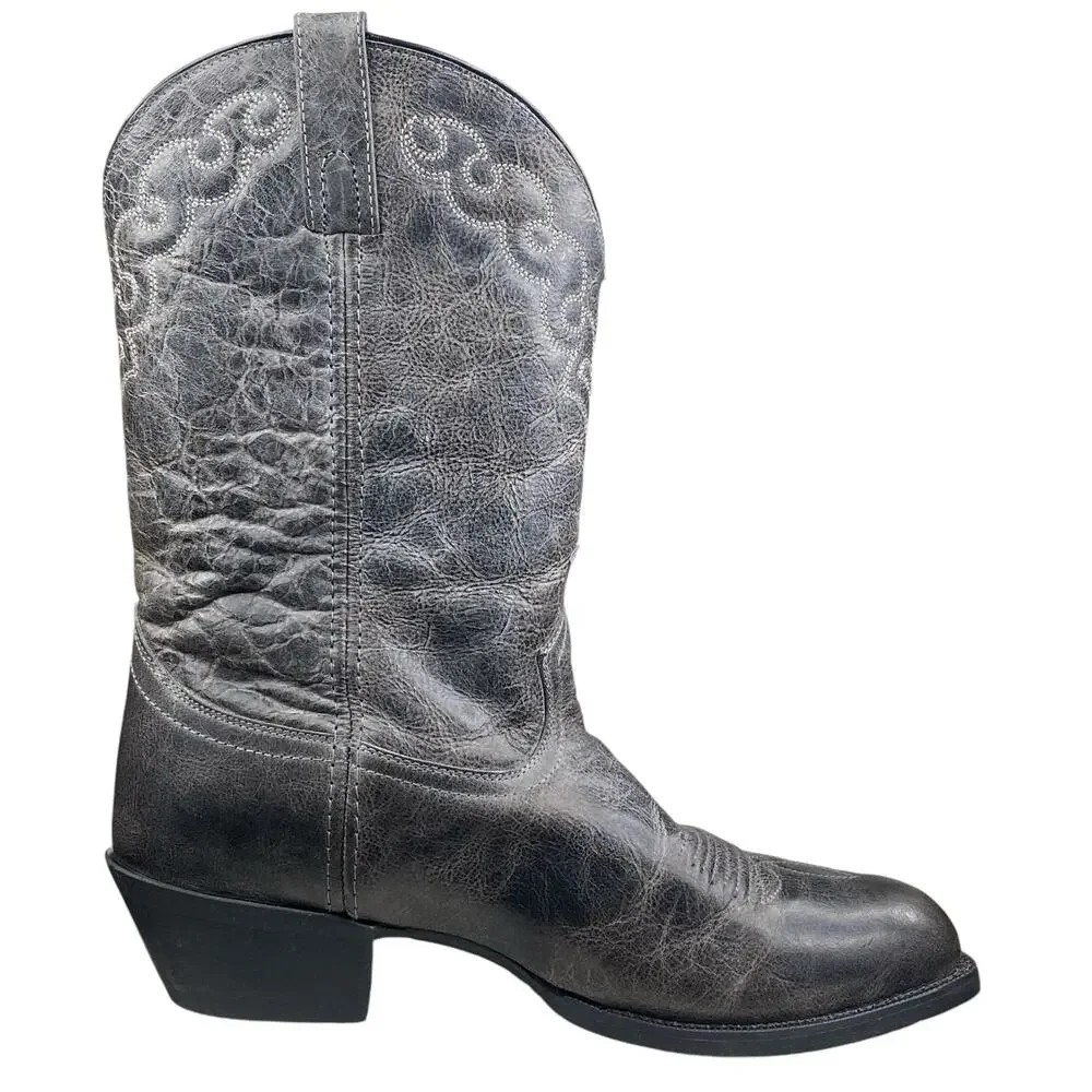 Dingo Mens Grey Leather Round Toe Western Cowboy Boots Size US 11.5 EW